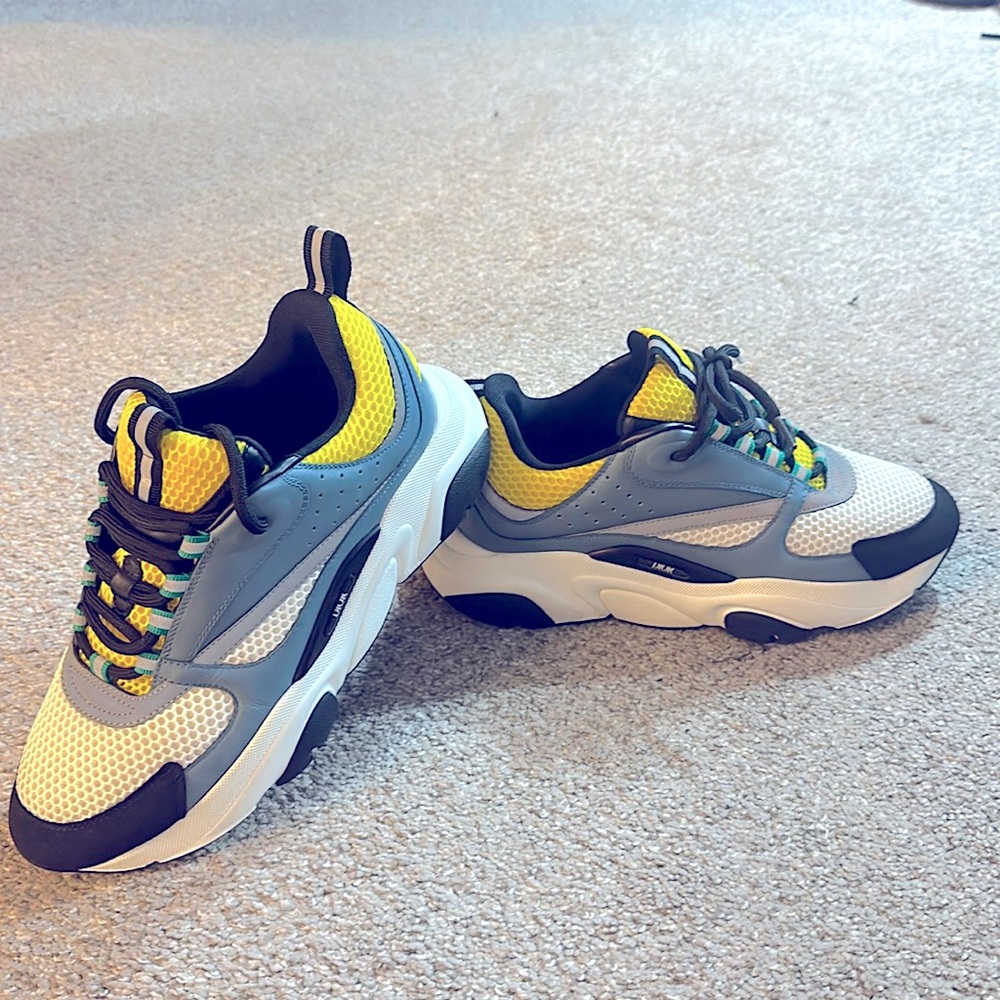 Dior Men's Sneakers in White, Gray, Yellow, Black